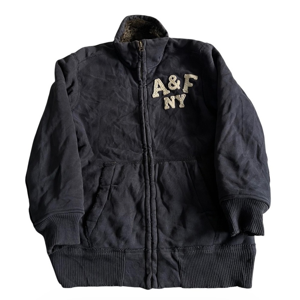 Y2K Abercrombie Fitch Indigo Lake Jacket Navy Womens Large Lined Zip Heavy